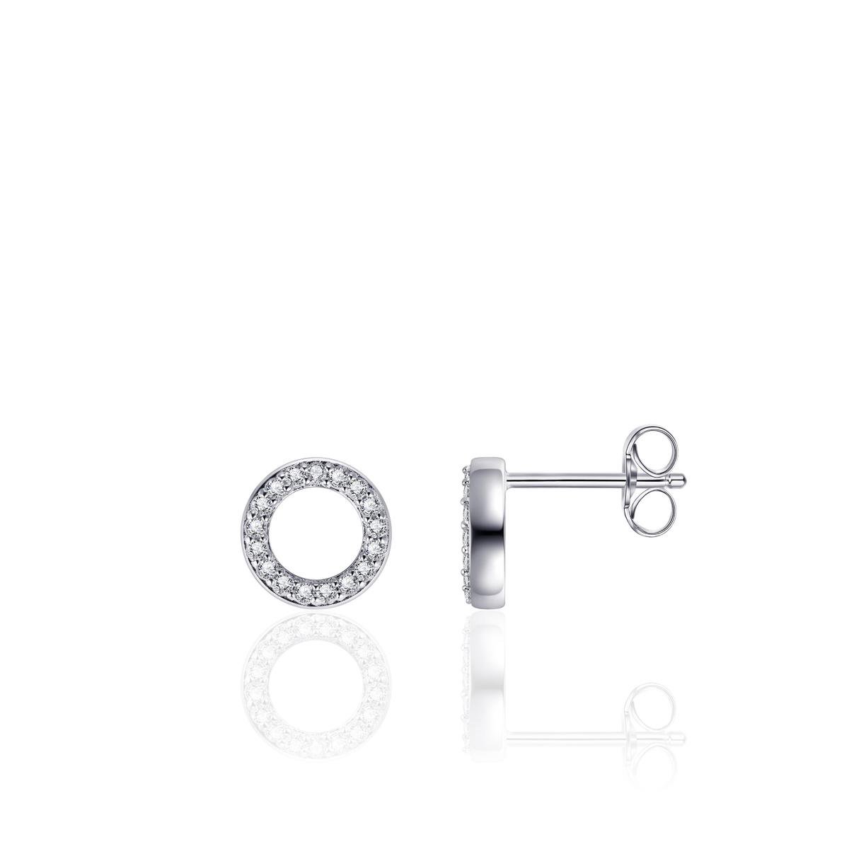 Jewels Inc. - Oorbellen - Oorstekers Cirkel open gezet met Zirkonia - 9mmØ - Gerhodineerd Zilver 925