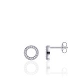 Jewels Inc. - Oorbellen - Oorstekers Cirkel open gezet met Zirkonia - 9mmØ - Gerhodineerd Zilver 925