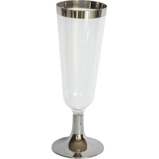 24x Luxe champagne glazen zilver/transparant kunststof - 150 ml -  Herbruikbare plastic... | bol.com