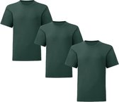 Senvi Kids 3 Pack T-Shirt Ronde Hals Maat: 128 - Kleur: Donker Groen