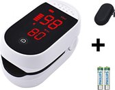 Saturatiemeter - Zuurstofmeter - Hartslagmeter - Pulse Oximeter - Kind - Met Opbergdoos - Inclusief 2 AAA batterijen - Wit Met Zwart