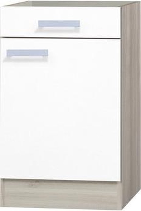 Keuken onderkast 50 met 1 lade en deur - Akazie Wit - Serie Genf214 | bol.com