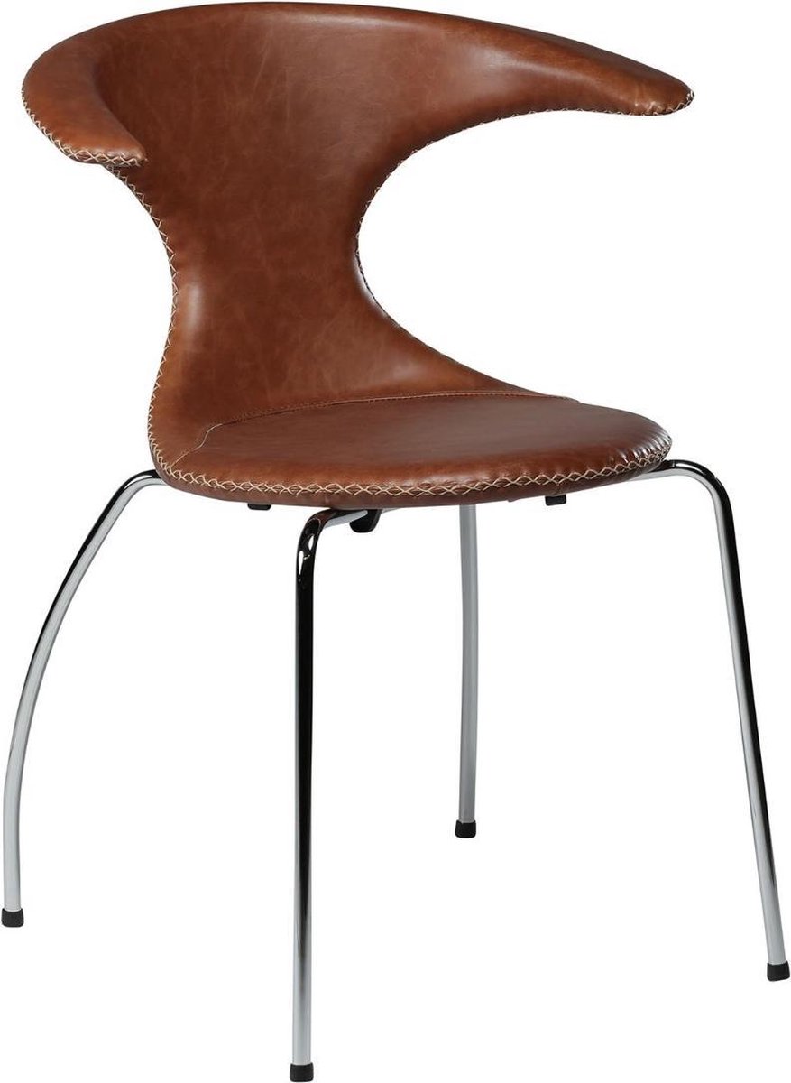 Dan-Form eetkamerstoel flair lichtbruin leder chroom 81 x 64 x 57 (4 stuks)