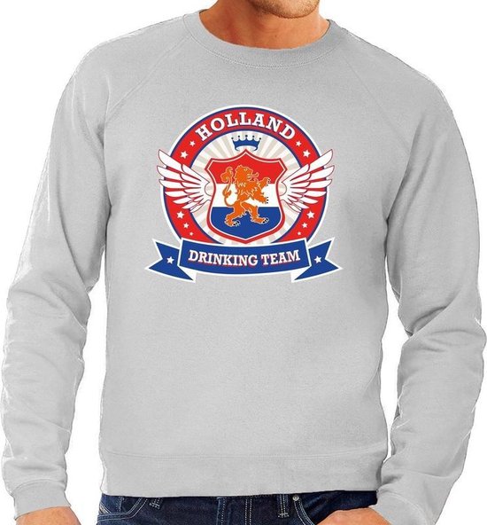 Grijs Holland drinking team sweater / sweater rwb heren - Nederland  supporter kleding L | bol.com