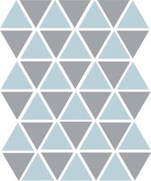 Driehoek muurstickers blauw en grijs - 45 stuks 4,5x4,5cm