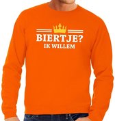 Oranje Biertje ik willem sweater heren - Oranje Koningsdag kleding L