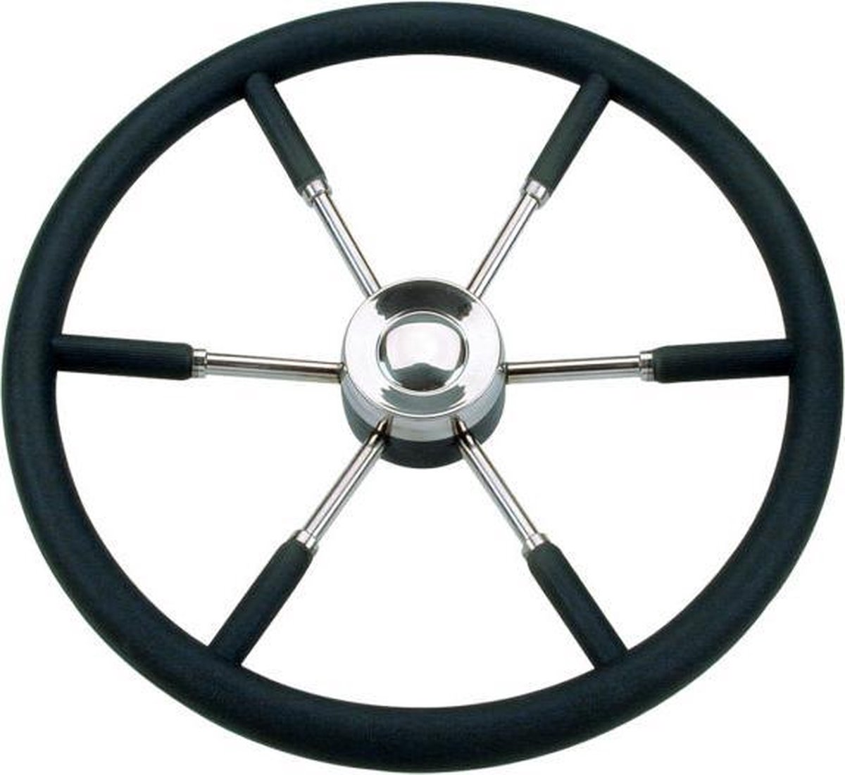 Stuurwiel RVS met Polyurethaan Grip Ø 55 cm – 6‑Spaaks | Vetus / Teleflex / Ultraflex Compatibel