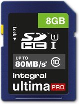 Integral 8GB ULTIMAPRO SDHC/XC 80MB CLASS 10 UHS-I U1 mémoire flash 8 Go SD