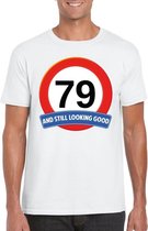 Verkeersbord 79 jaar t-shirt wit heren M