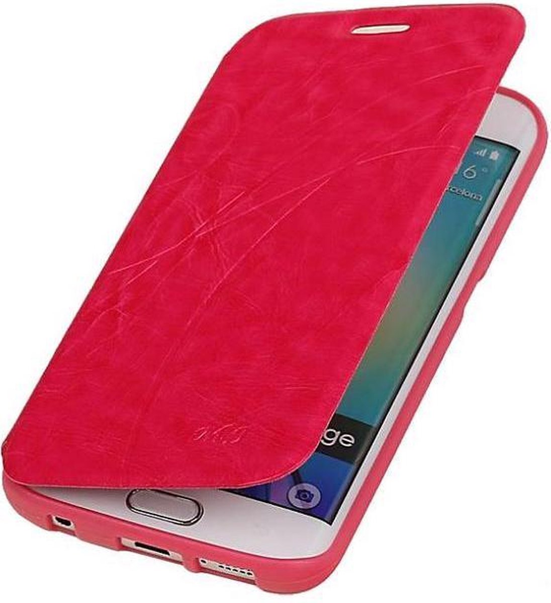 Easy Booktype hoesje Geschikt voor Samsung Galaxy S6 Edge G925 Roze