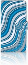Samsung Galaxy A6 Plus 2018  Bookcase Hoesje Design Waves Blue