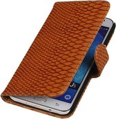 Samsung Galaxy J5 Snake Slang Booktype Wallet Cover Bruin - Cover Case Hoes