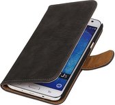 Samsung Galaxy J5 Bark Hout Booktype Wallet Hoesje Grijs - Cover Case Hoes