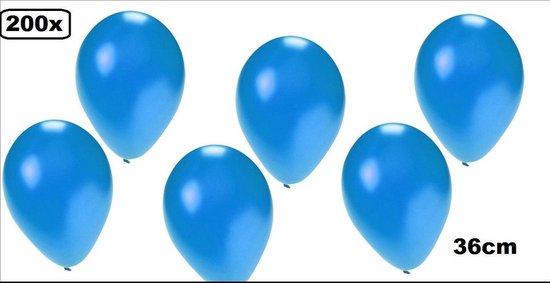 200x Kwaliteitsballon metallic blauw 36cm