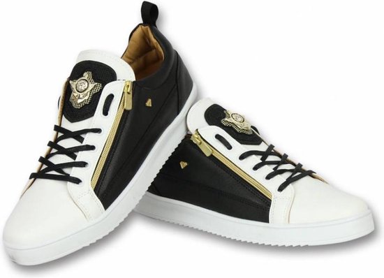 Heren Schoenen - Heren Sneaker Bee Black White Gold - CMS97 - Wit/Zwart |  bol.com