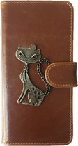 MP Case® PU leder Mystieke desing Bruin Hoesje voor Sony Xperia XA Kat Bedel book case