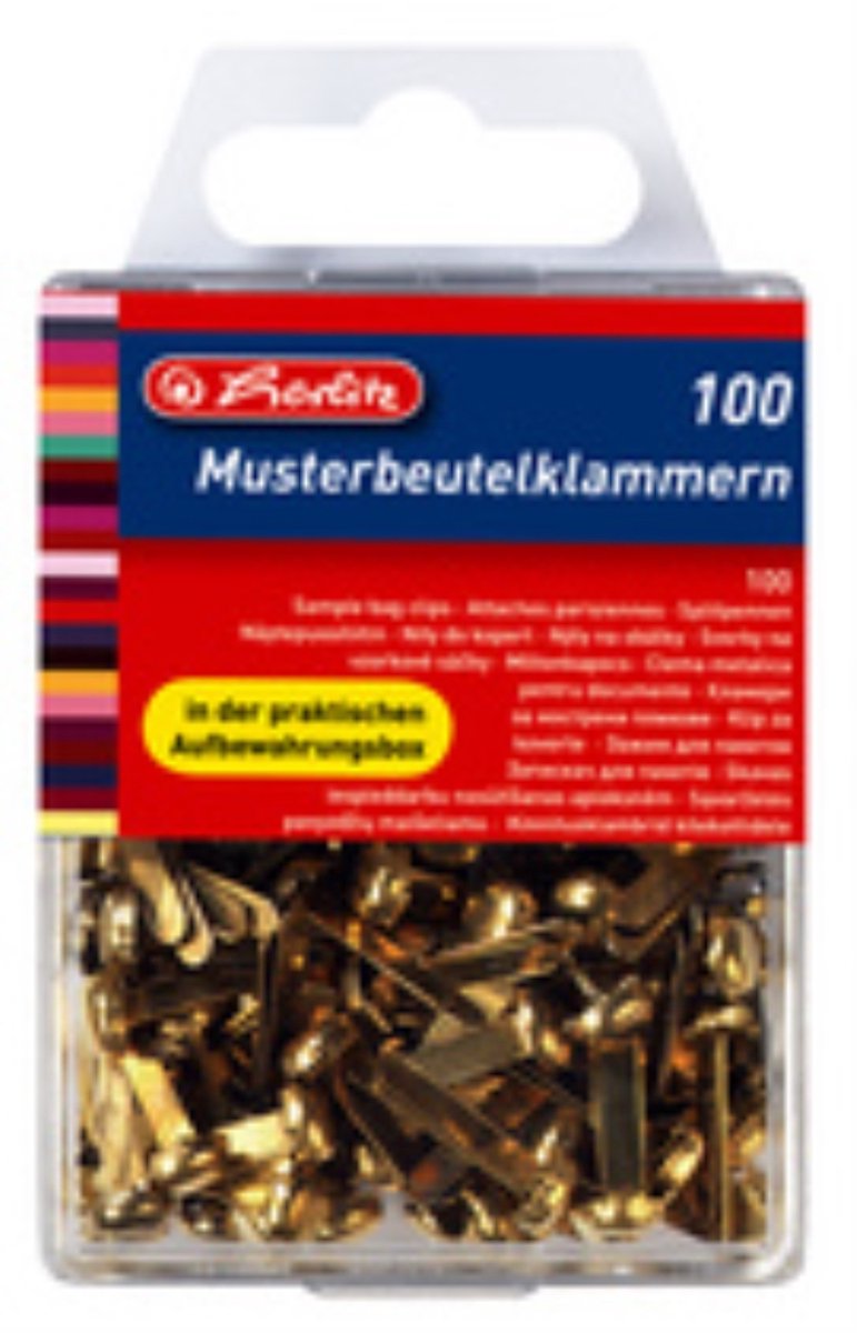 Musterbeutelklammer Metall, Rondkop, Kopbreedte 7 mm, 100 stuks