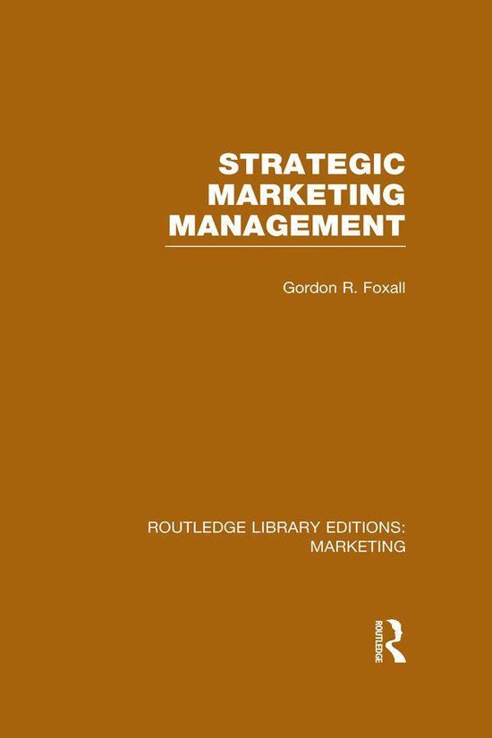 Strategic Marketing Management (Rle Marketing) - cover