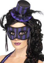 "Set hoed en paarse burlesque halfmasker voor dames - Verkleedmasker - One size"