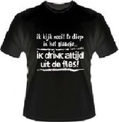 T-Shirt Funtext Ik kijk nooit te diep in het glas,,,,