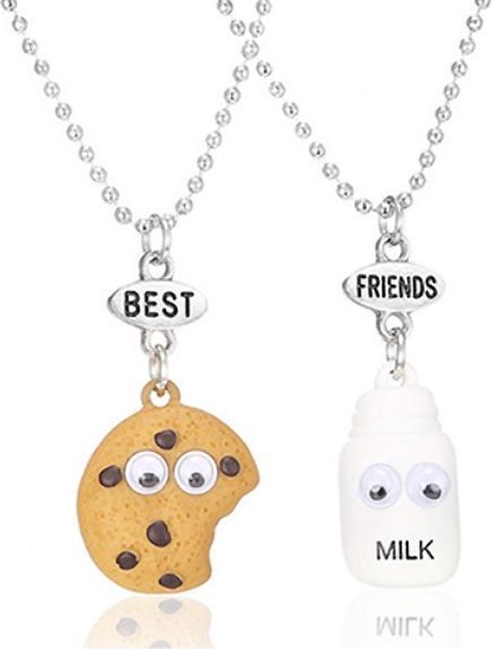 Best Friends Milk & Cookie Maglietta Donna | 100% Cotone, Stampata In Germania, Regalo Per Amiche, Taglia XS, Nero