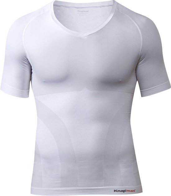 Knapman Zoned Compression V-hals Shirt 2.0 Wit | Compressieshirt voor Heren | Maat M