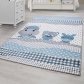 Kindervloerkleed - Beertjes - Blauw  - 0,80x1,50