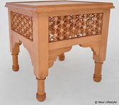 Nour Lifestyle vierkante bijzettafel met Oosters houtsnijwerk - 40 cm