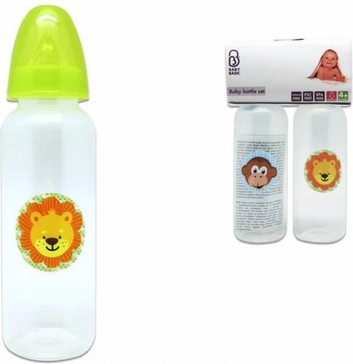 Goedkoopste Babybasic 2 flessen 250 ml 4 ( leeuw en pinquin