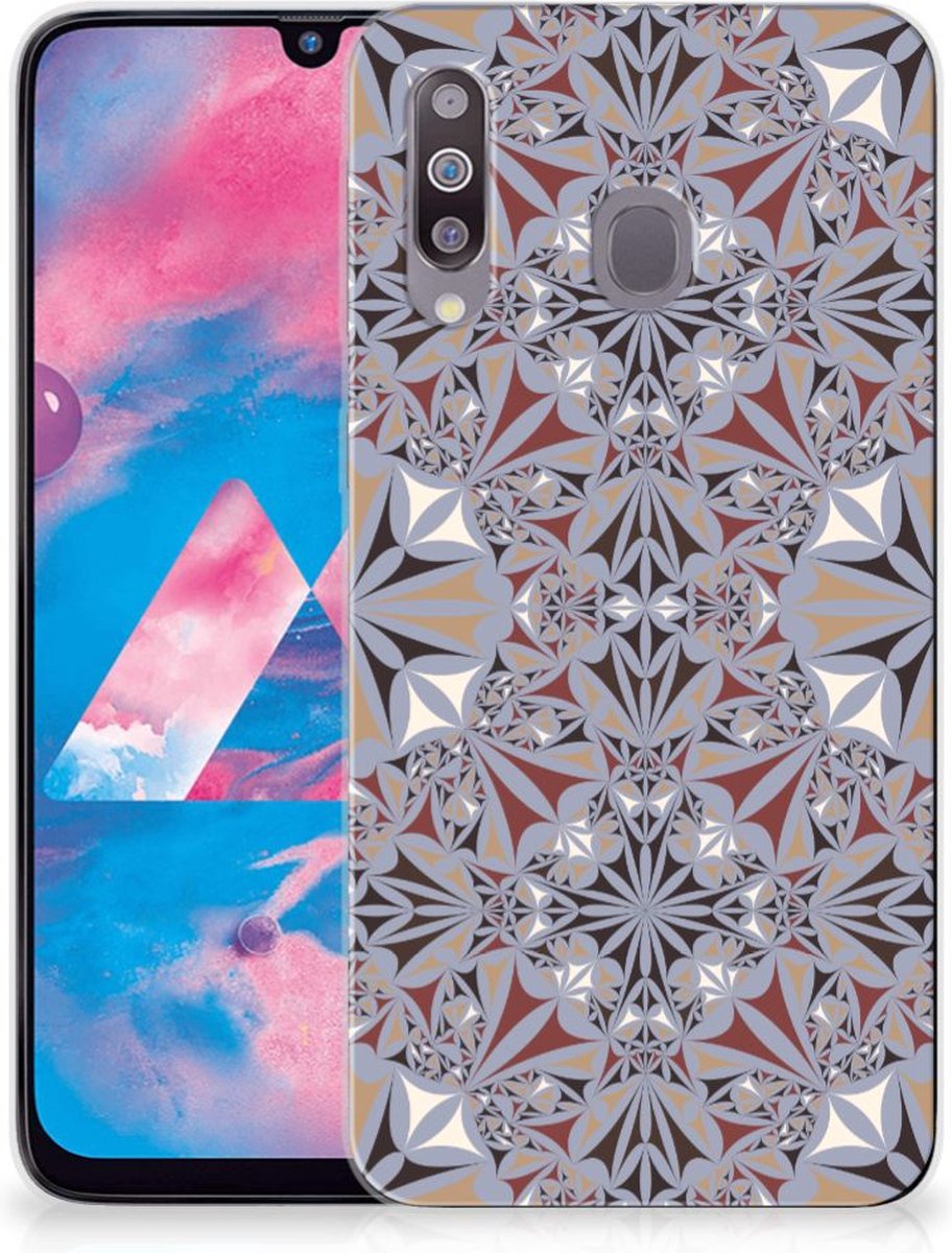 Back Cover voor Samsung Galaxy M30 TPU Siliconen Hoesje Flower Tiles