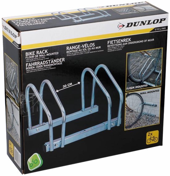 Dunlop Fietsenrek voor 2 fietsen - Aluminium - Voor aan de Muur of op de Grond - Dunlop
