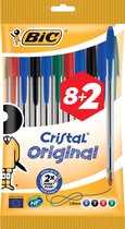 12x Bic balpen Cristal Medium, blister 8 + 2 GRATIS