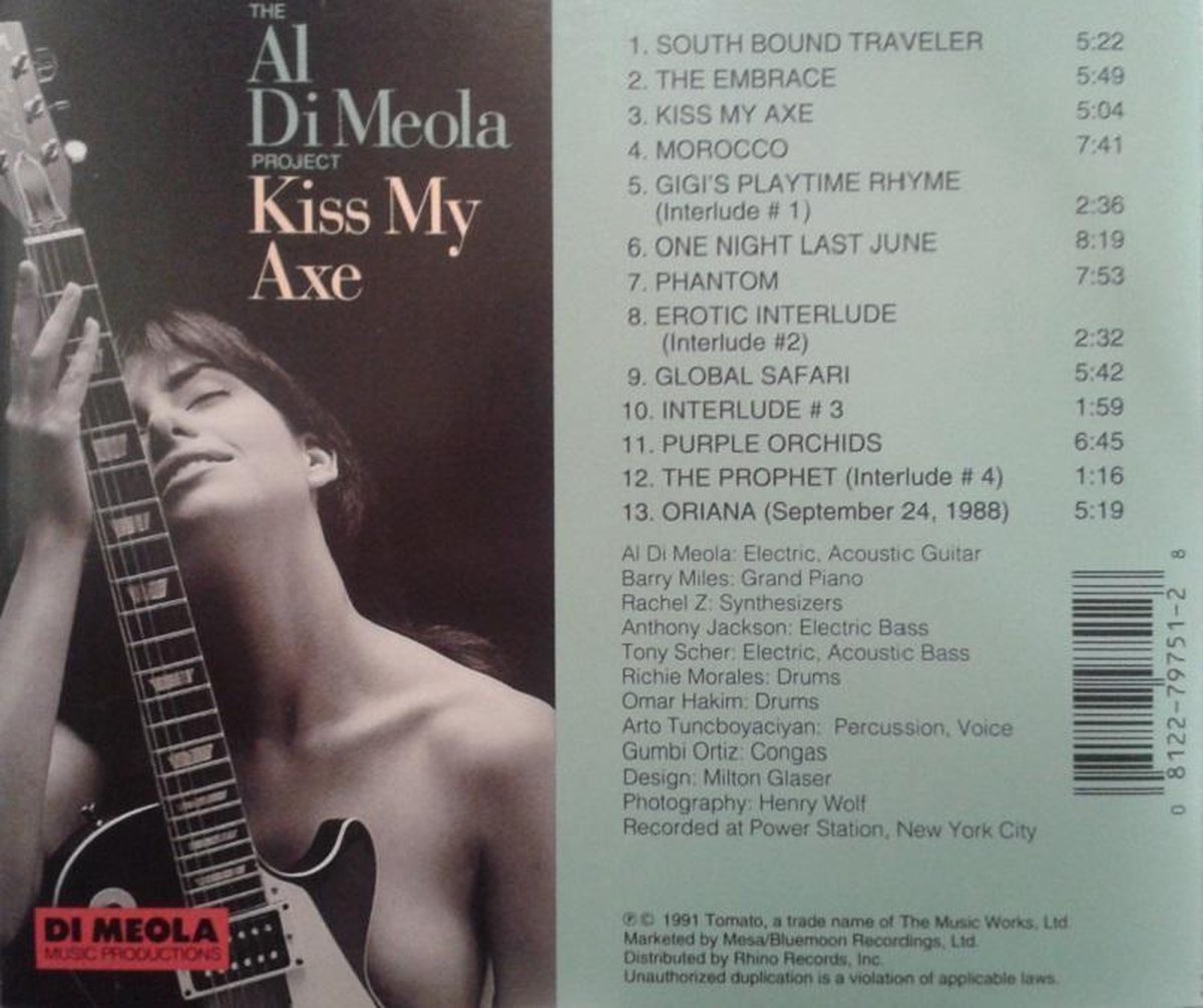 Kiss My Axe, Al Di Meola CD (album) Muziek