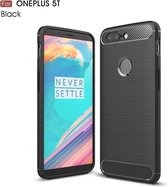 Armor Brushed TPU Back Cover - OnePlus 5T Hoesje - Zwart