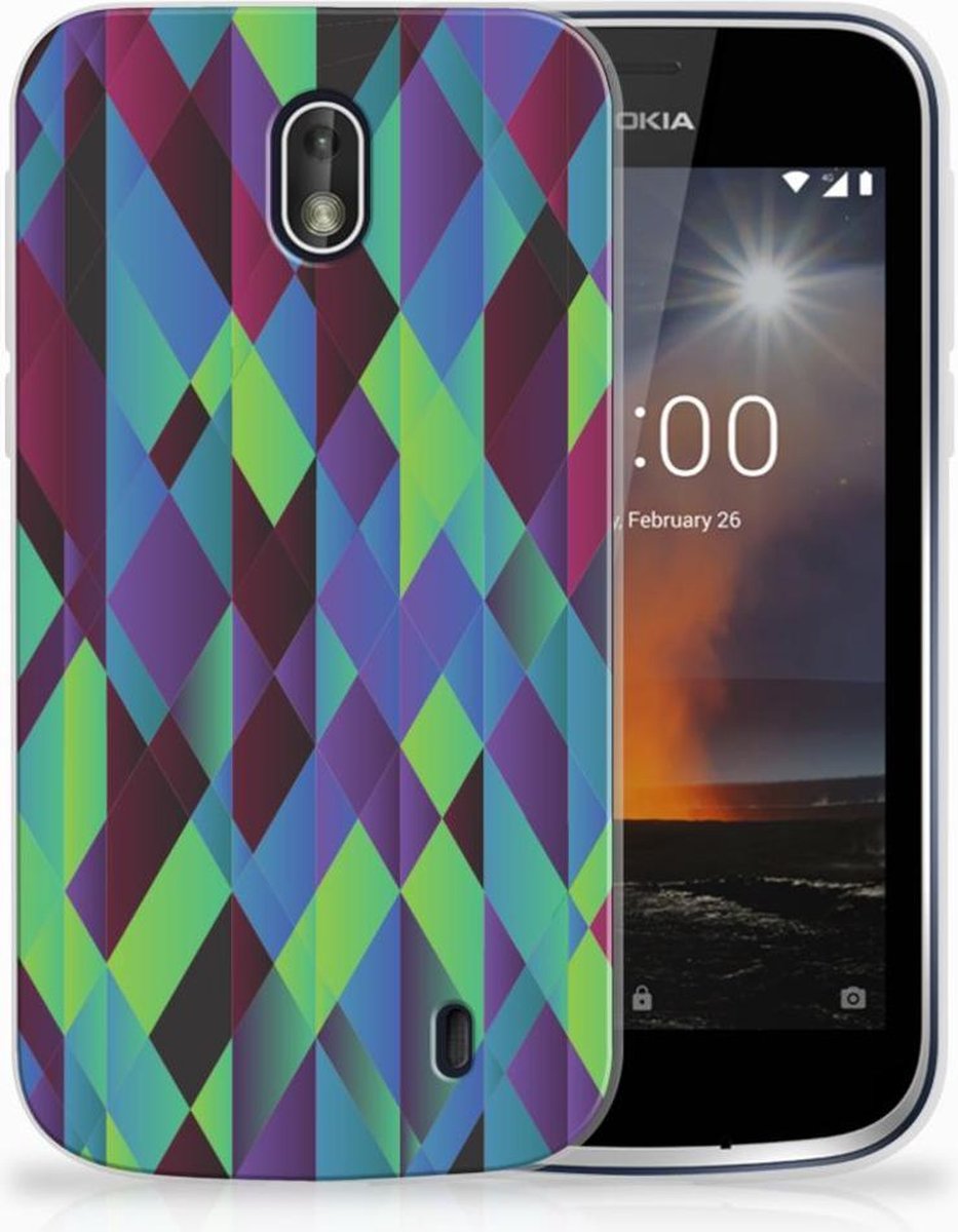 Nokia 1 TPU Hoesje Abstract Green Blue
