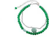 Groene armband 2 rijen met halfedelsteen jade hanger
