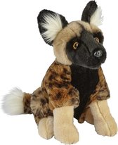 Pluche bruine Afrikaanse wilde hond/hyenahond knuffel 28 cm - Hyenahonden dieren knuffels - Speelgoed voor kinderen