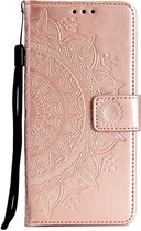 Shop4 - Samsung Galaxy A50 Hoesje - Wallet Case Mandala Patroon Rosé Goud