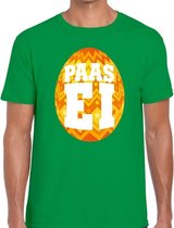 Paasei t-shirt groen met oranje ei voor heren 2XL