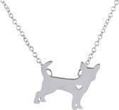 24/7 Jewelry Collection Chihuahua Ketting - Hartje - Hond - Zilverkleurig