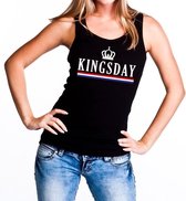 Zwart Kingsday tanktop / mouwloos shirt voor dames - Koningsdag kleding S