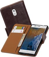 Pull-UP Bookstyle Wallet Case Hoesjes voor Nokia 3 Mocca