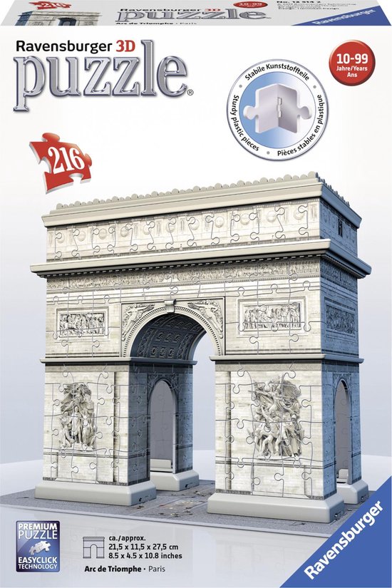 Ravensburger Arc de Triomphe Parijs- 3D puzzel gebouw - 216 stukjes |  bol.com