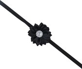 Haarband dun met mooie bloem - Zwart