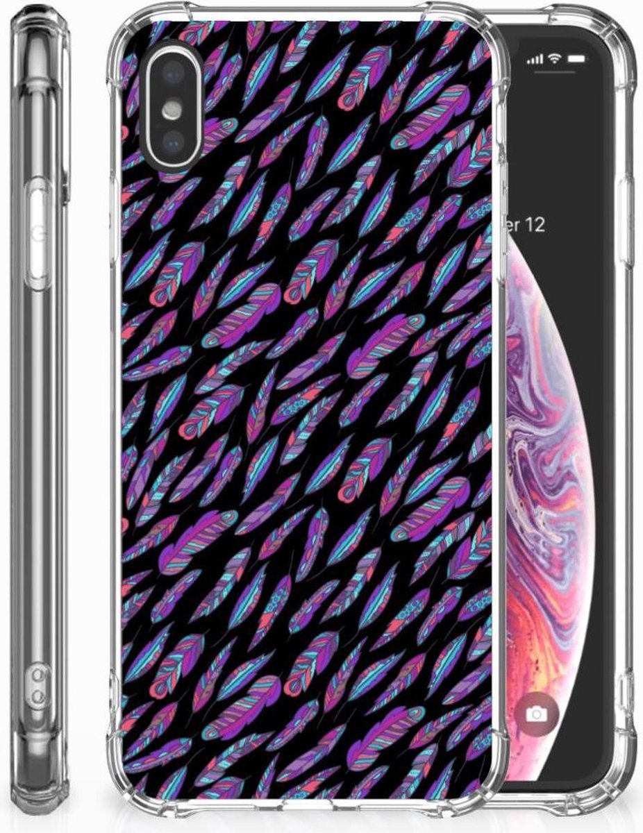 Apple iPhone Xs Max Doorzichtige Silicone Hoesje Feathers Color