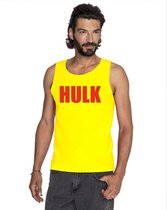 Gele Hulk hemdje met rode letters voor heren - worstelaar verkleed tanktop S
