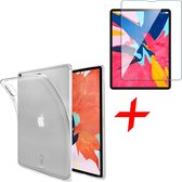 Transparant Hoesje voor Apple iPad Pro 12.9 (2018) Siliconen Soft TPU Gel Case + Tempered Glass Screenprotector iCall