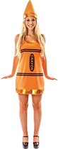 Kleuren Thema Kostuum | Oranje Vetkrijtje Jurkje Crayon Vrouw | Small | Carnaval kostuum | Verkleedkleding