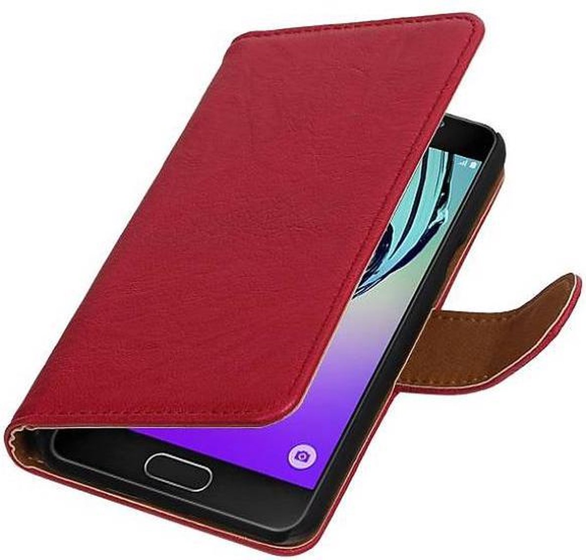Washed Leer Bookstyle Hoesje - Geschikt voor Samsung Galaxy A3 Roze