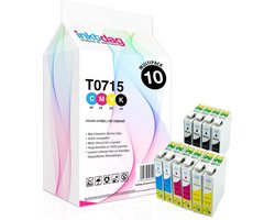 Inktdag inktcartridges voor Epson T0715, multipack van 10 stuks (4*T0711, 2* T0712,2*T0713, 2*T0714) voor Epson Stylus D120, S20, S21, SX100, SX105,…